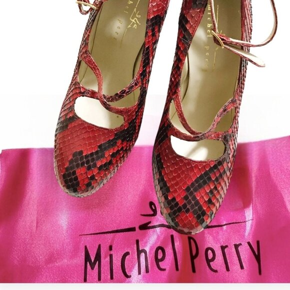 Never Worn Vintage Michel Perry snake skin platform‎ heel, Red, Size 37EU - Picture 8 of 10
